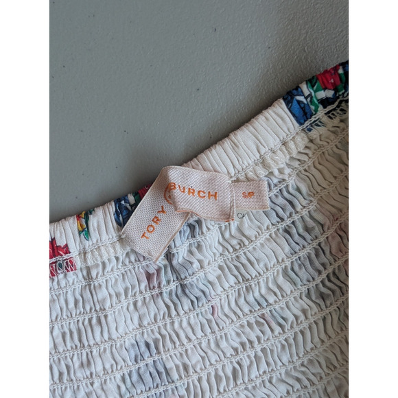 Tory Burch Meadow Folly Cotton Voile Off-shoulder Midi Dress Size S Beige #1A461 - Picture 6 of 8